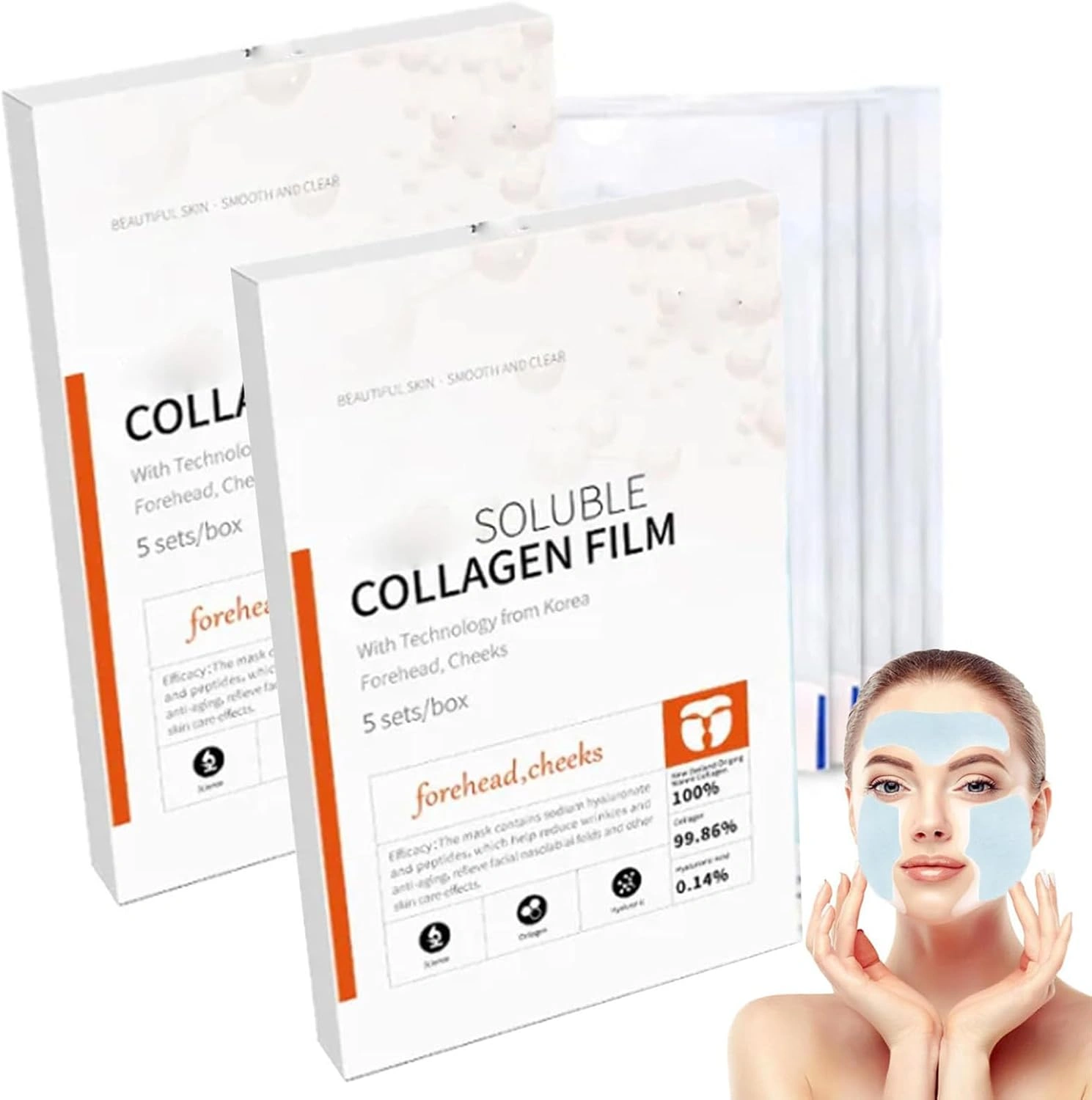Masque facial en gel de collagène hydrolysé, anti-déformable, hydratant, soluble, remplisseur de visage, - Image 1