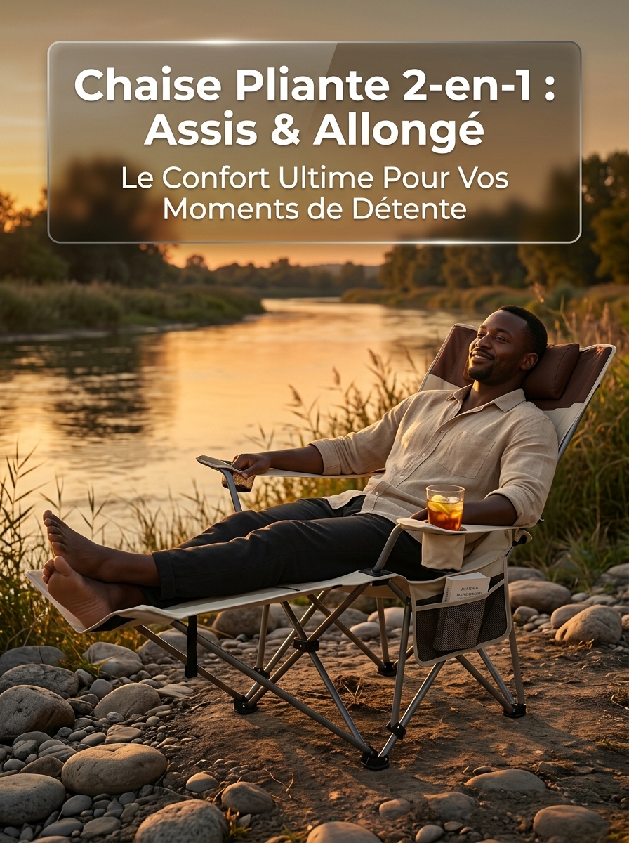Chaise de camping pliante multifonctionnelle portable pour l'extérieur avec sac de transport, chaise de plage - Image 2