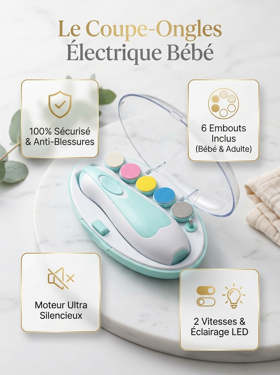 Lime à Ongles Électrique Bébé 6-en-1 – Soin Doux, Sans Douleur & Zéro Coupure - Image 1