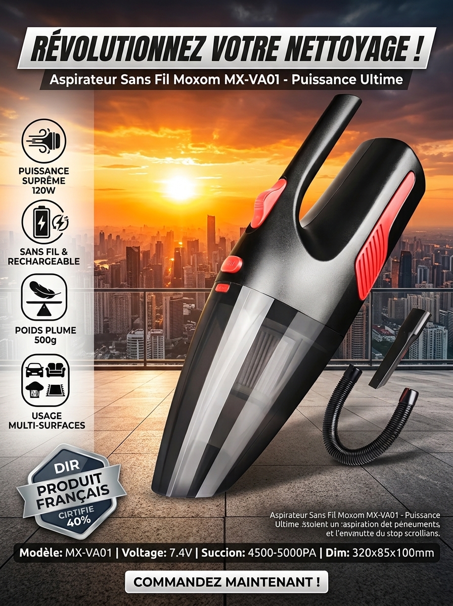 Aspirateur Portable Moxom MX-VA01 : Un Nettoyage Puissant et Sans Effort Partout - Image 1