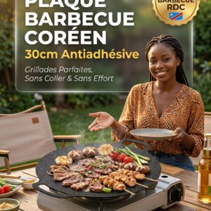 Plaque Barbecue Coréen 30cm Antiadhésive – Grillades Parfaites, Sans Coller & Sans Effort