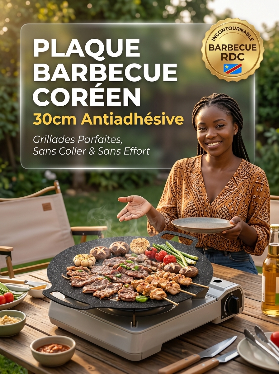 Plaque Barbecue Coréen 30cm Antiadhésive – Grillades Parfaites, Sans Coller & Sans Effort - Image 1